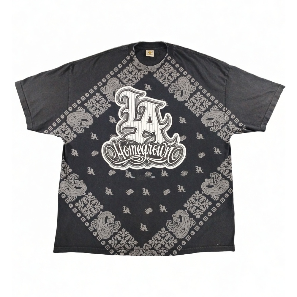 Streetwear HipHop Dyse One Graphic Bandana Tee Mens 3XL USA Made Cotton Paisley